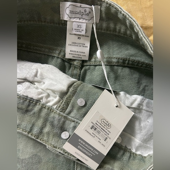 Mud Pie Windsor Buttonfly Camo Denim Mini Skirt High-Low Hem Size XS NWT - Picture 2 of 6